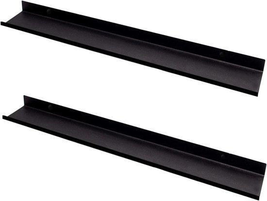 MILUKA hangend wandrek, zwevend wandrek, 70 cm (2 stuks), plank voor hangende foto's, witte wandplanken voor keuken, woonkamer, slaapkamer, badkamer enz. | Metalen rek (2, wit