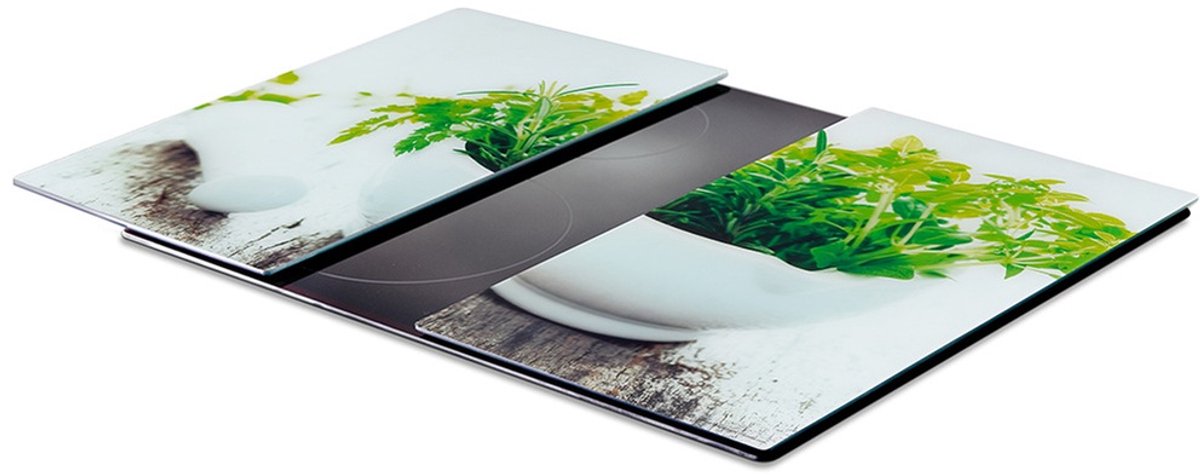 Snijplank en Afdekplaat Glas 60x52 cm 2 stuks - Keukenplank - Keuken