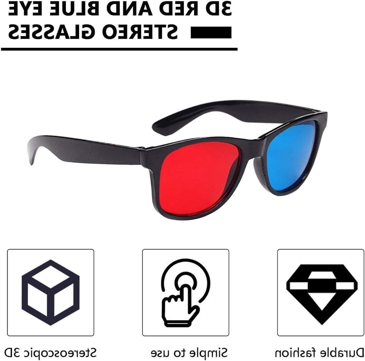 1 stuk Universele 3D Bril voor TV en Film in Blauw en Rood - Anaglyph Video Frame voor DVD en Games