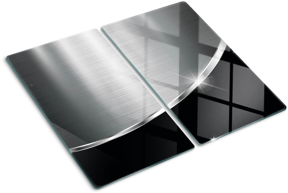 Tulup Glazen Snijplank - Zilver Textuur UV Gelaagd Glas Serveerplank - SET van 2 STUKS 30 x 52 cm - Snijplanken van Glas-Snijplanken Glas-Serveerplanken van glas-Anti-Slip Snijplanken-Keukenbenodigdheden