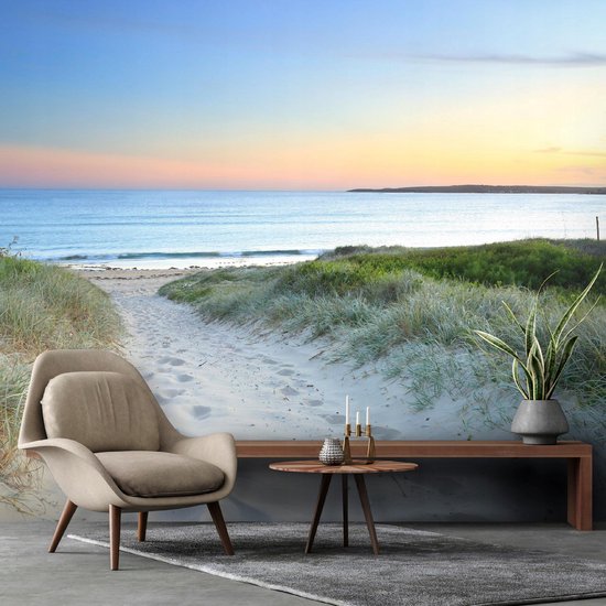 WALLARENA - Fotobehang - 200x140 cm - Fototapete van strand, zee en duinen voor slaapkamer en woonkamer