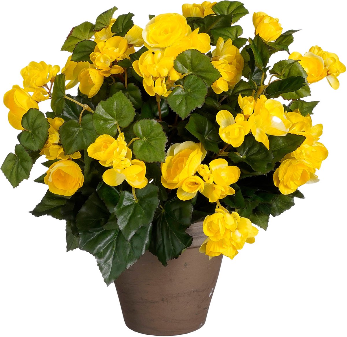 Mica Decorations Kunstplant - begonia - geel - in pot - 37 cm - nepplanten