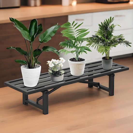 DHYGOTFUR Bloemenstandaard, plantenrek, meerdere verdiepingen, voor buiten en binnen, aluminium, plantentrappen, bloemenrek voor tuin, balkon, terras, binnenplaats, kamerhoek, woonkamer (2 planken