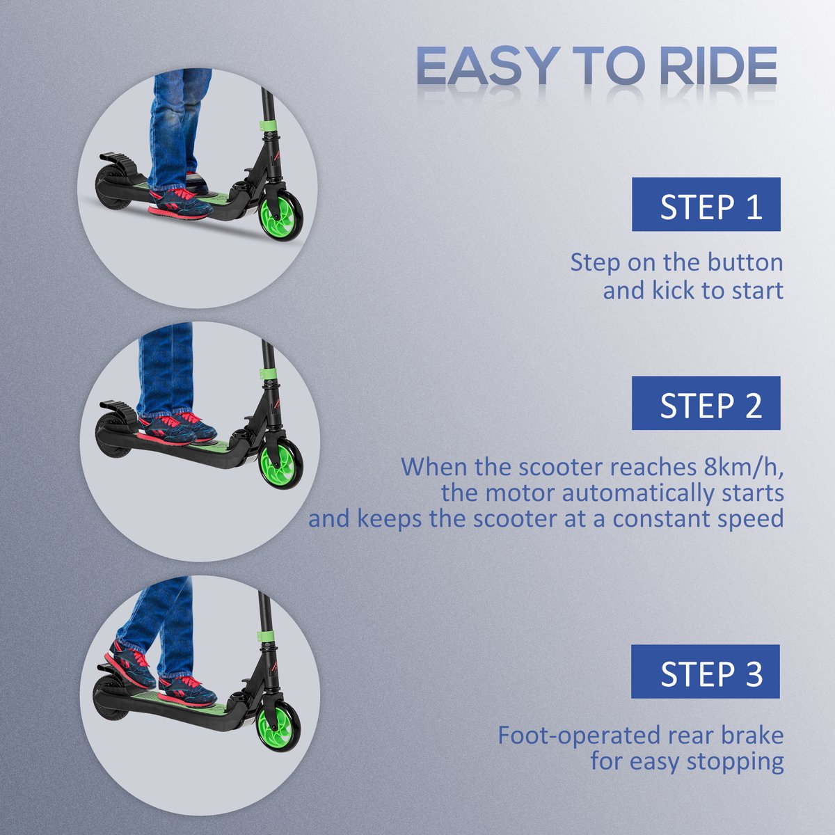 HOMCOM-E-Scooter-Verstärktes Nylon, Aluminium-71L x 36,5B x 75-80H cm-Grün+Schwarz – foto 7