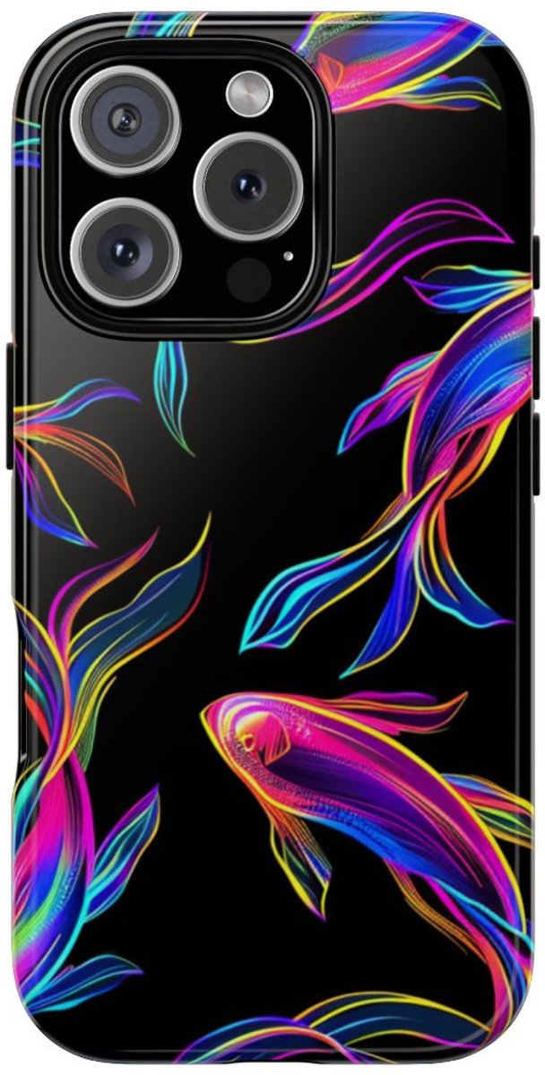 Neonkleurige Vissenpatroon – Telefoonhoesje Geschikt voor iPhone 16 Pro