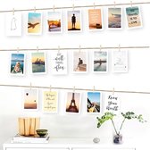 Macramé Fotowand Hangende Display - 40 x 92 cm – Geschikt voor 25 Foto's met 25 Houten Pinnen - Toon Foto's, Collages, Decoraties, Prenten en Illustraties