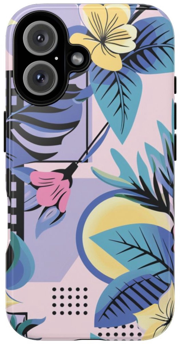 Bloemrijk Geometrisch Patroon – Telefoonhoesje Geschikt voor iPhone 16