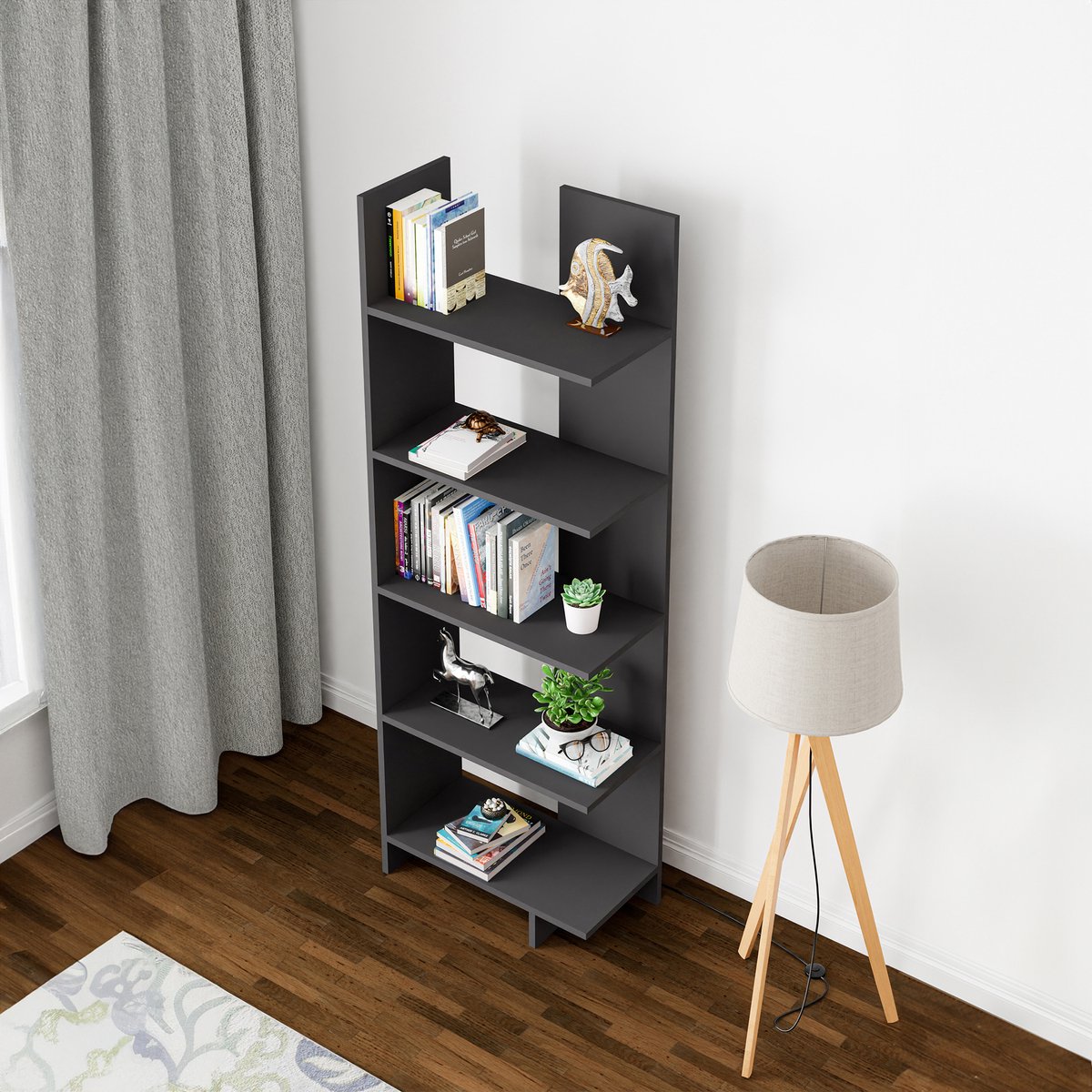 Boekenkast Vireftere 176x62x29 cm grijs [en.casa]