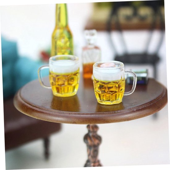 Realistische Mini Bier Mokken Modellen - 6 stks Miniatuur Bier Cups - Foto Rekwisieten voor Decoratieve Miniatuur Mokken van TOYANDONA — afbeelding 5