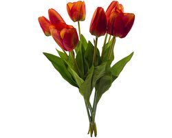 Set van 8 Natuurgetrouwe Kunsttulpen – 53 cm - Tulpen - Rood Met Geel