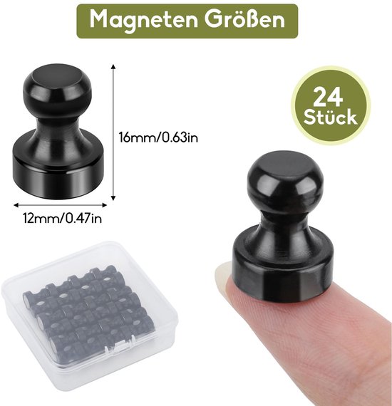 AiQInu 24 stuks sterke kleine neodymium magneten, extra sterk, magneten voor magneetbord, magneetkoelkast, kegelmagneten, sterk