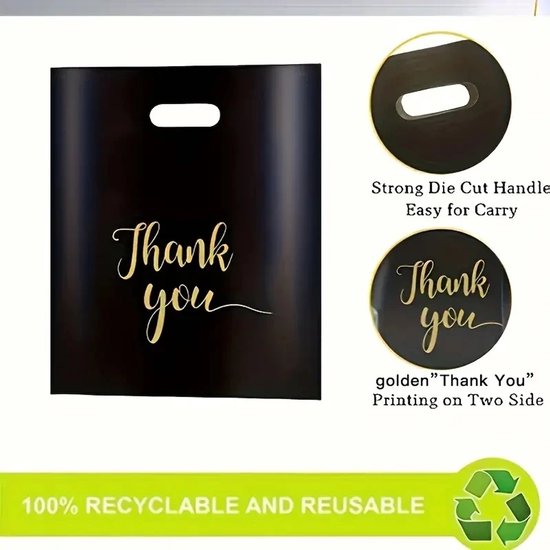 Dankjewel Cadeauzakjes 30x40cm - 100 Stuks Herbruikbare Plastic Winkeltasjes Wit Met Handvat