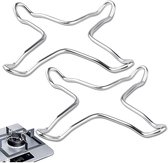 Support Dussdote - Accessoires pour cuisinière à gaz - Support de casserole croisé - Anneau de wok en acier inoxydable - Convient pour cuisinière à gaz, cafetière, réchaud de camping - 2 pièces