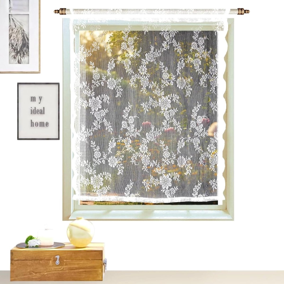 Ibenzoa® Elegante Witte Vitrage Voor Keuken en Woonkamer - Halftransparante Gordijnen