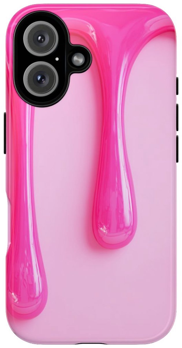 Glanzend Roze Druipend Vloeistofontwerp – Telefoonhoesje Geschikt voor iPhone 16