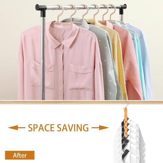 Ruimtebesparende kleerhangers van hout - 4 stuks - antislip organizer