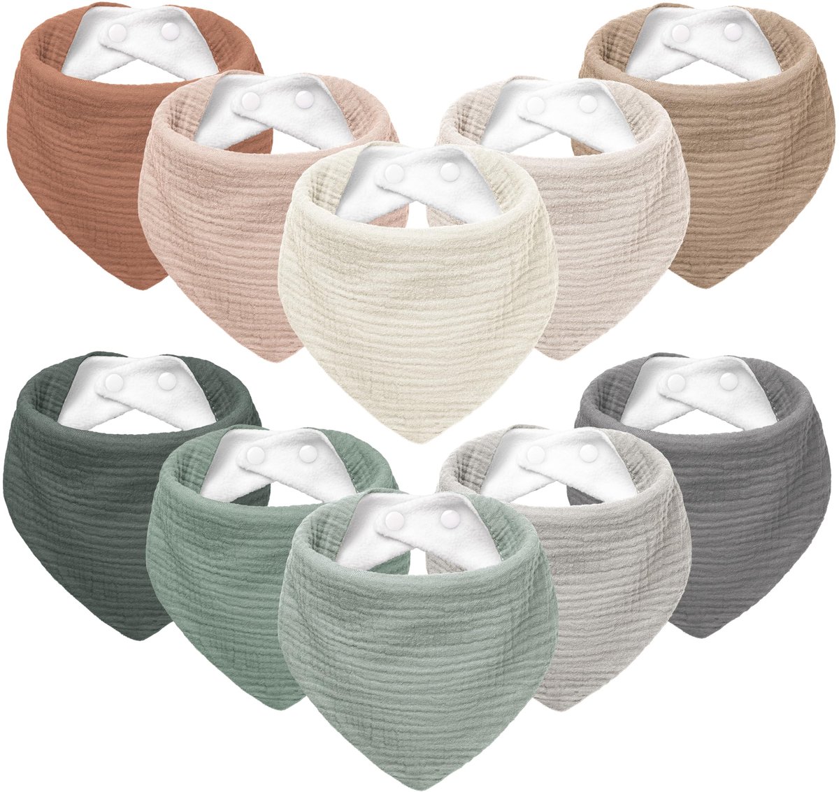 Mousseline Babyslabbetjes - Verstelbaar - Voor Baby's - Grijsgroen