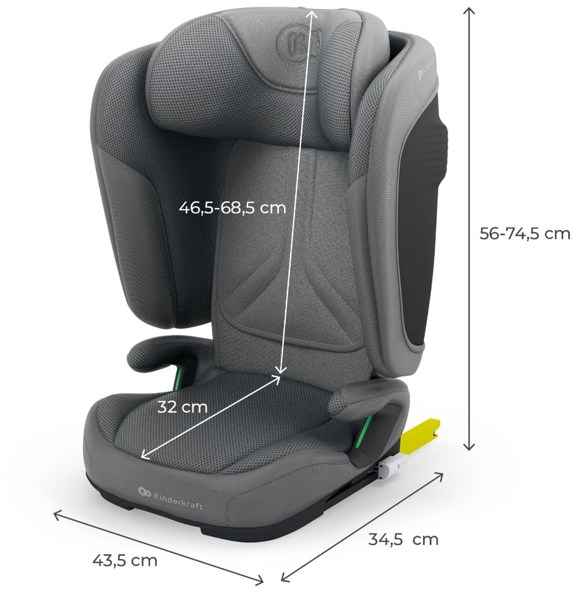 Kinderkraft UNITY 2 Autostoel – 100-150 cm – Met Isofix – Groep 2/3 – Grijs thumbnail 3