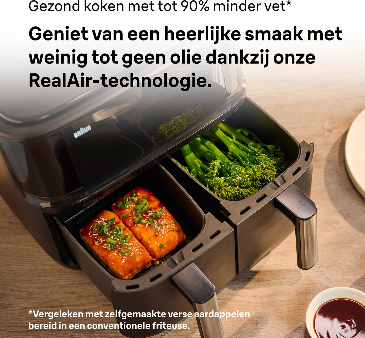 Afbeelding 3 van Braun TwinCook 3 Dubbele Airfryer - TD3030 - 8L - 2x4L Vaatwasbestendige Lades - Zwart