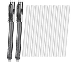 Intrekbare mechanische gumpen pen-stijl gummen - 12 stuks - nauwkeurige wispennen - wit potlood gum navulling - correctie producten voor schilderen en schrijven - kantoor dagelijks (2 stuks gummen + 10 stuks)
