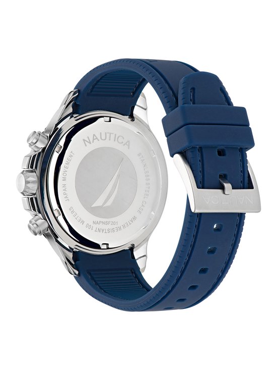 Nautica Heren roestvrij stalen kwarts siliconen band, blauw, 22 casual horloge (Model: NAPPBF144), Blauw, Pacific Beach Nautica Heren roestvrij stalen kwarts siliconen band, blauw, 22 casual horloge (Model: NAPPBF144), Blauw, Pacific Beach