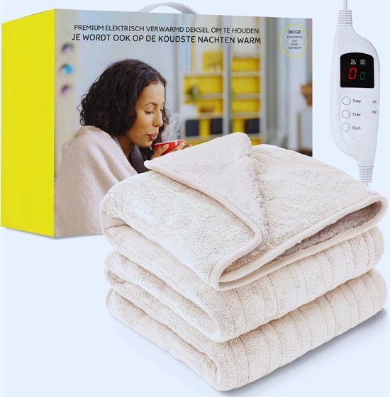 Luvego Elektrische Bovendeken Warmte Deken Met Fleece Sherpa L Plaid 180x130 Cm L 3 5 Meter Kabel L 160w L Grijs