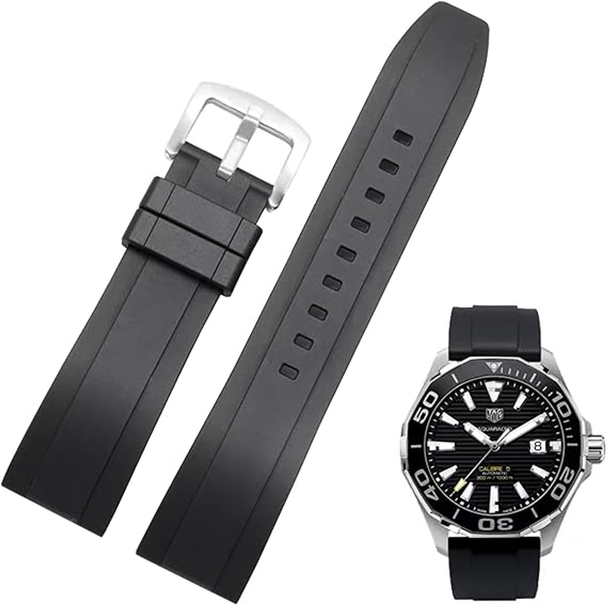 Geschikt voor Rolex (Zwitsers polshorlogemerk) Rubber Horlogeband Snelle Release Zacht Fluororubber Universele Vervangingsband voor Mannen Vrouwen Compatibele Lug Breedte 22mm