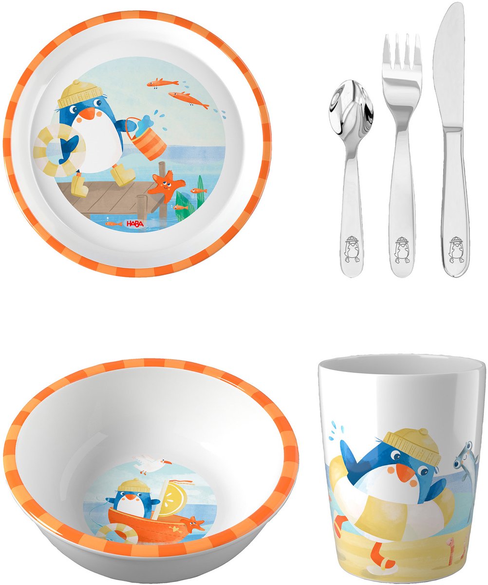 HABA Geschirr-Set Schüssel, Teller, Becher & Besteck