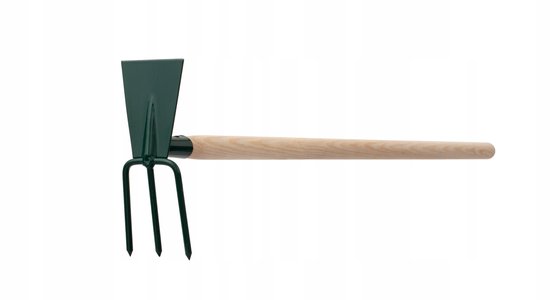 KADAX hak, tuinhak, dubbele hak voor tuin, losmaken en wieden van de grond, tuingereedschap van metaal, onkruidhak voor het verwijderen van onkruid (klein, 3 tanden - rechthoek, met houten steel) van Merkloos	 — afbeelding 3