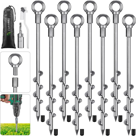 JGS Premium - Sterke Grondankers voor Camping - Set van 8 stuks Grondpennen - Grondpennen Metaal voor Tent, Outdoor, Wandelen - Stabiele Ankers voor Tenten en Trampoline - Geschikt voor Camping en Schuur