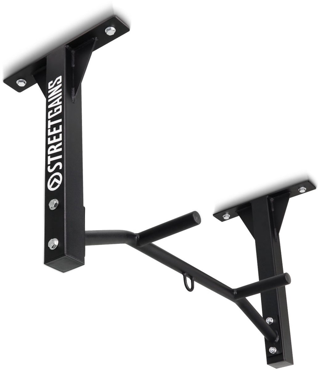 StreetGains® Optrekstang Compact Grip Pull-Up Bar – Plafondmontage – 3 Greepposities – RocketFrame® Constructie – Met Haak – Voor Binnen & Buiten – Calisthenics & Fitness