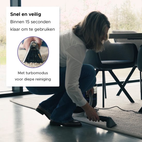 Motionflow 4-in-1 Tapijtreiniger - Verwarmingsfunctie en zelfreinigend - Vlekkenreiniger - Reinigingsmachine voor bank, vloer, auto en tapijt - Zetelreiniger met 4 Borstels / opzetstukken - Carpet Cleaner inclusief Schoonmaakmiddel