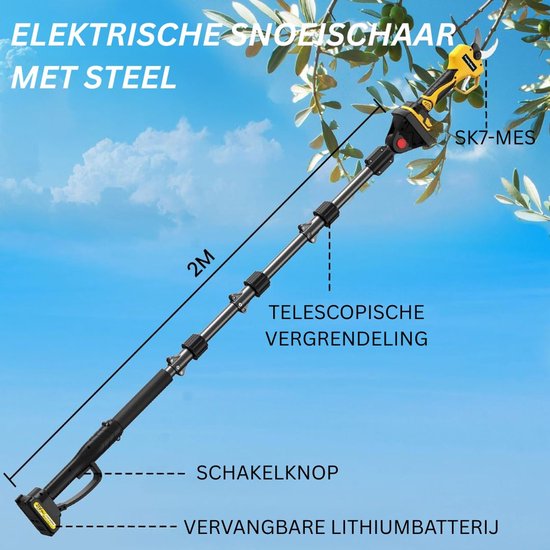DailySupplies® Snoeischaar met Accu - Takkenschaar - Heggenschaar Elektrisch van DailySupplies® — afbeelding 3