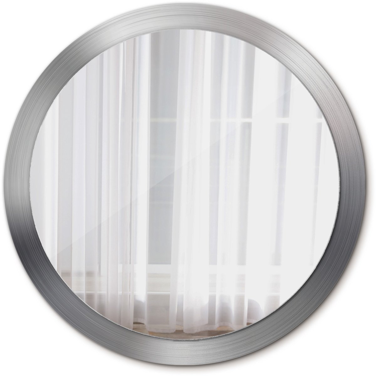 Tulup Spiegel - Spiegel op gehard Glas - Ronde Spiegel - Metaalimitatie - Diameter: 100 cm - Decoratieve spiegel met patroon - Luxe Spiegel - Zilveren - Woonkamerspiegel - Inloopkastspiegel - Spiegel voor kantoor of studio - Spiegel Met Haken