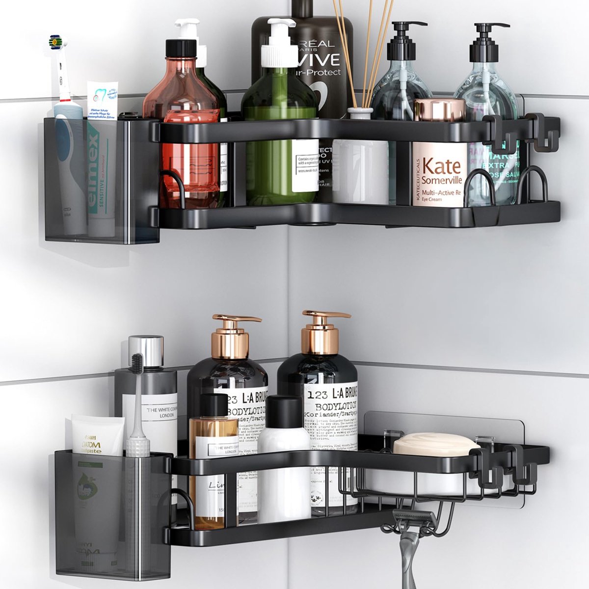 Ibenzoa® Stijlvolle en Praktische Doucheplank Set voor Badkamer en Keuken Zonder Boren