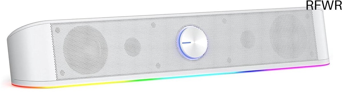 RFWR® RGB Desktop Soundbar met Dynamische Verlichting en Touch-Control - 2.0 Kanaals Computerluidspreker