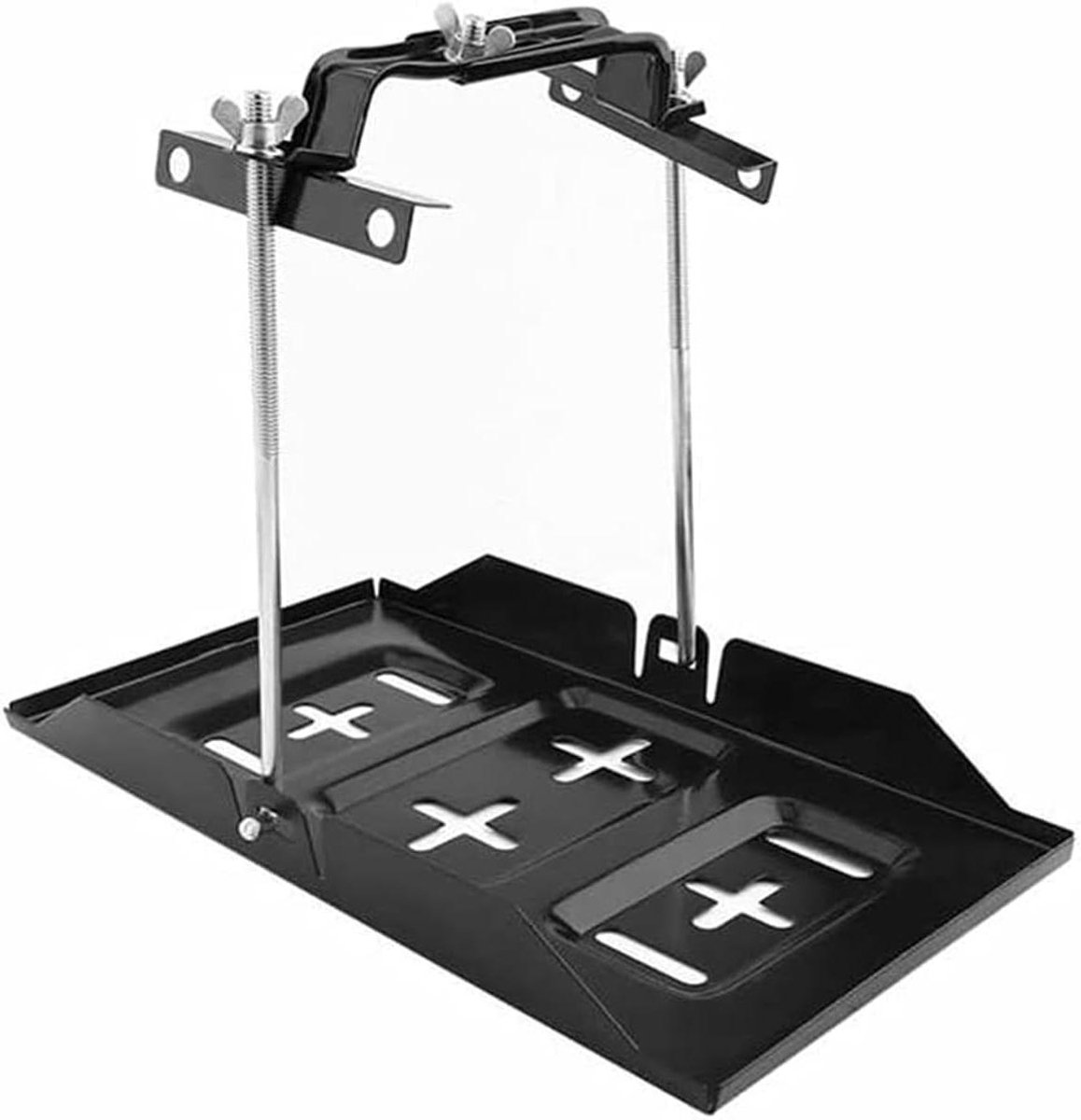 Accuhouderset met verstelbare beugelklem voor auto boot marine - 23 cm bout met 28 cm accuhouder