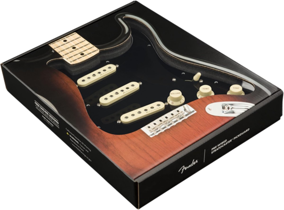Fender Pre-Wired Strat Pickguard Vintage Noiseless SSS (Black) - Single-coil pickup voor gitaren