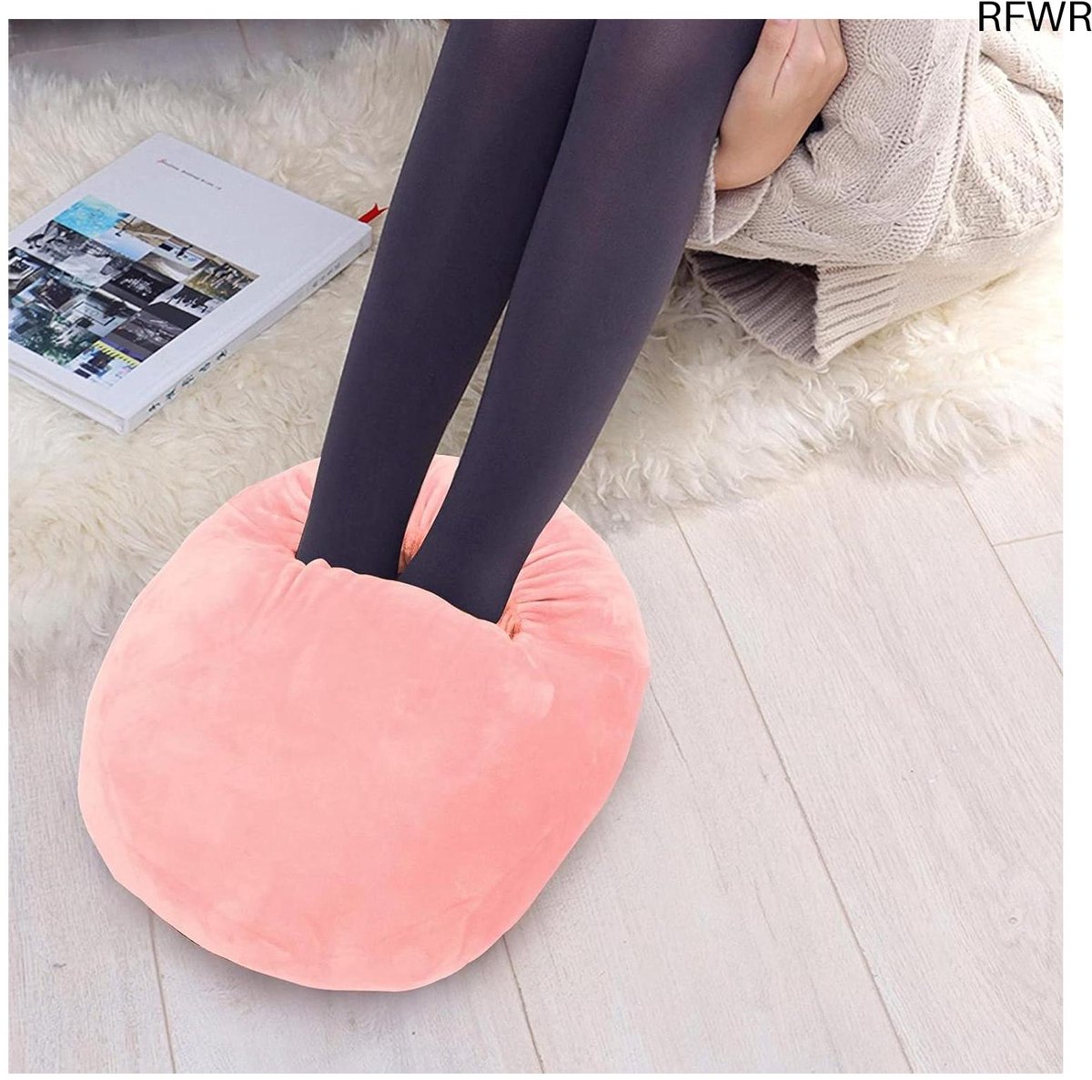 RFWR® Comfortabele Elektrische Voetverwarmer met Afneembare Pantoffels - USB Verwarmde Schoenen voor Thuis en Kantoor (Roze)