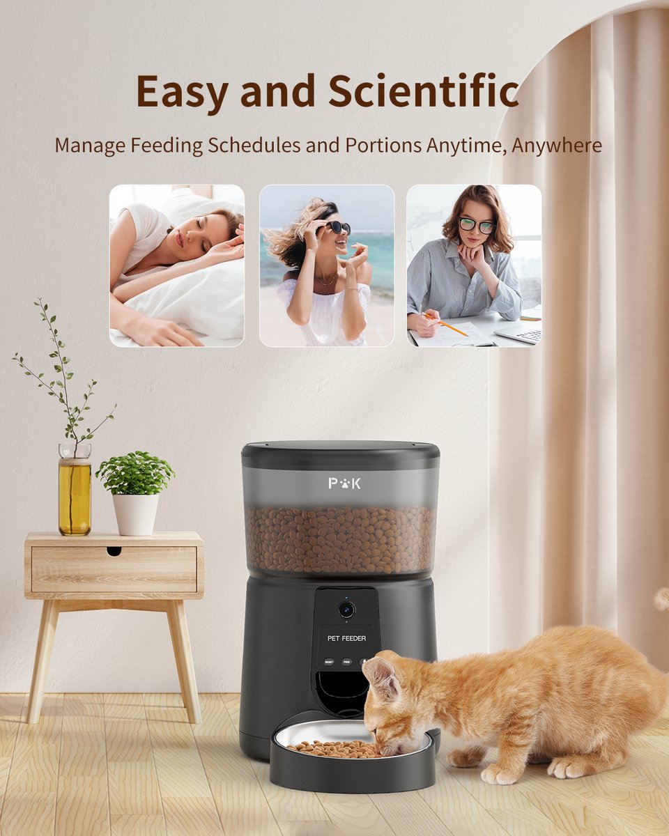 PUPPY KITTY Automatische Camera Voerbak Zwart - Met - afbeelding 2