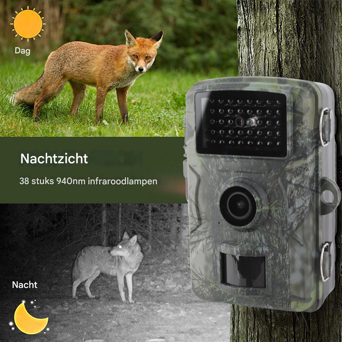 Wildcamera 16MP 1080P met Bewegingssensor – Nachtzicht Infrarood, IP66 Waterdicht – Buiten Jachtcamera & Beveiligingscamera – Voor Outdoor Jacht, Tuin en Beveiliging Buiten – foto 7