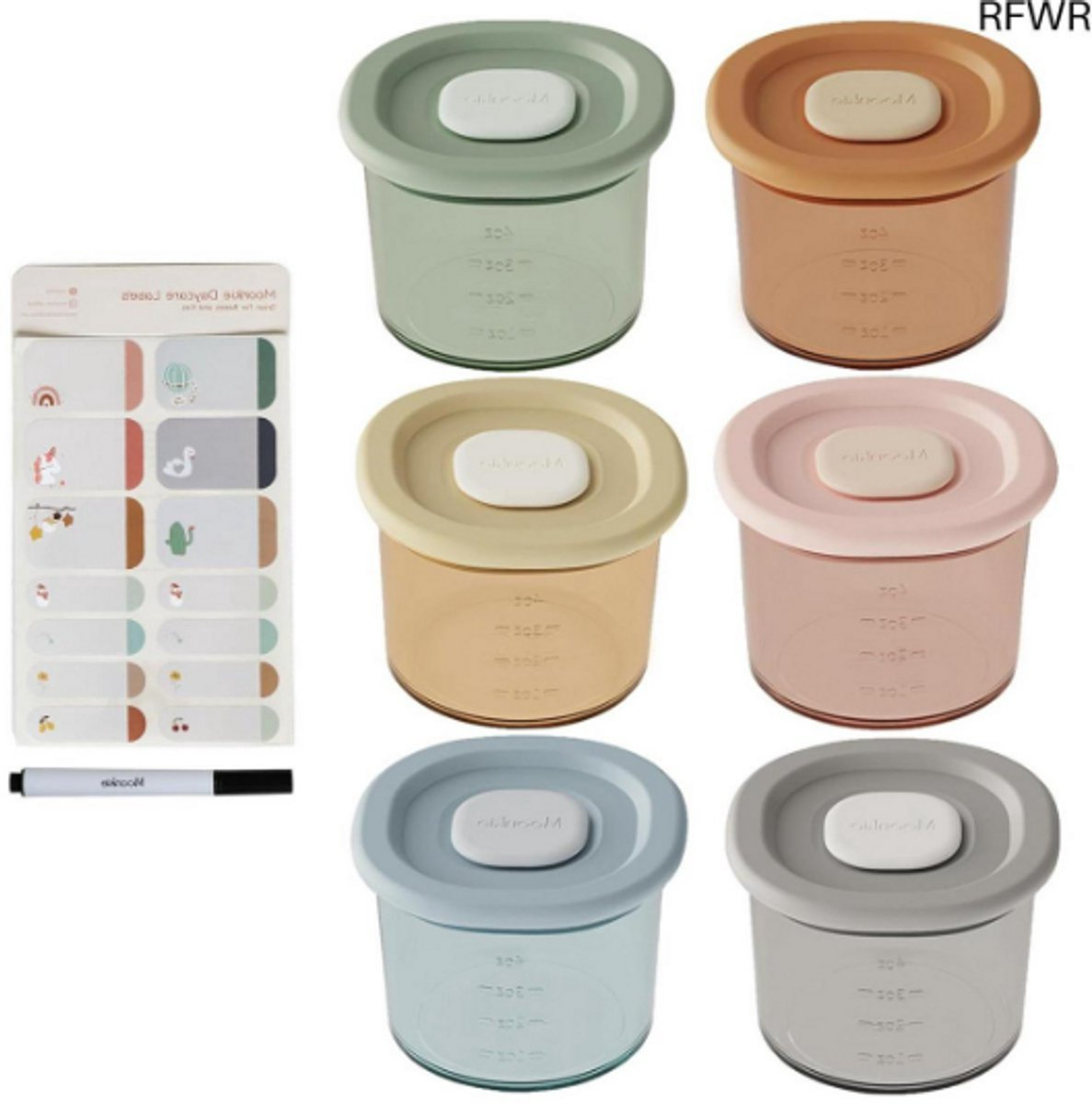 WNHB® Siliconen Opbergdozen 4 oz voor Babyvoeding - Vriezer-, Magnetron- en Vaatwasserbestendig - 6-pak