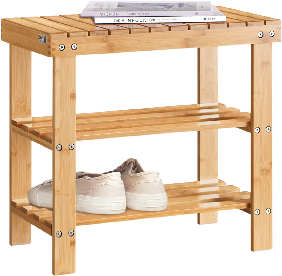 SoBuy FSR02-K-N Schoenenbank - Houten Opbergbank voor Entree Naturel