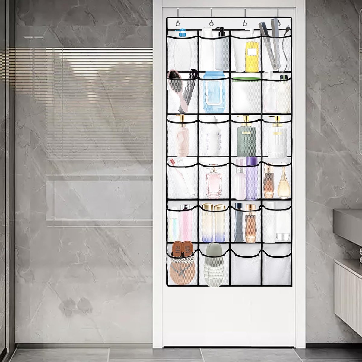 Ibenzoa® Handige deurhanger schoenenopslag met 24 vakken voor veelzijdig gebruik in huis