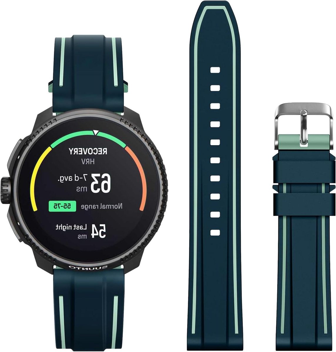 Allecto Plus - Siliconen sport armband compatibel met race- en verticale horloges - koningsblauw-cyaan 22mm - reservearmband voor Suunto 9 Peak, 5 Peak - veelzijdig en duurzaam