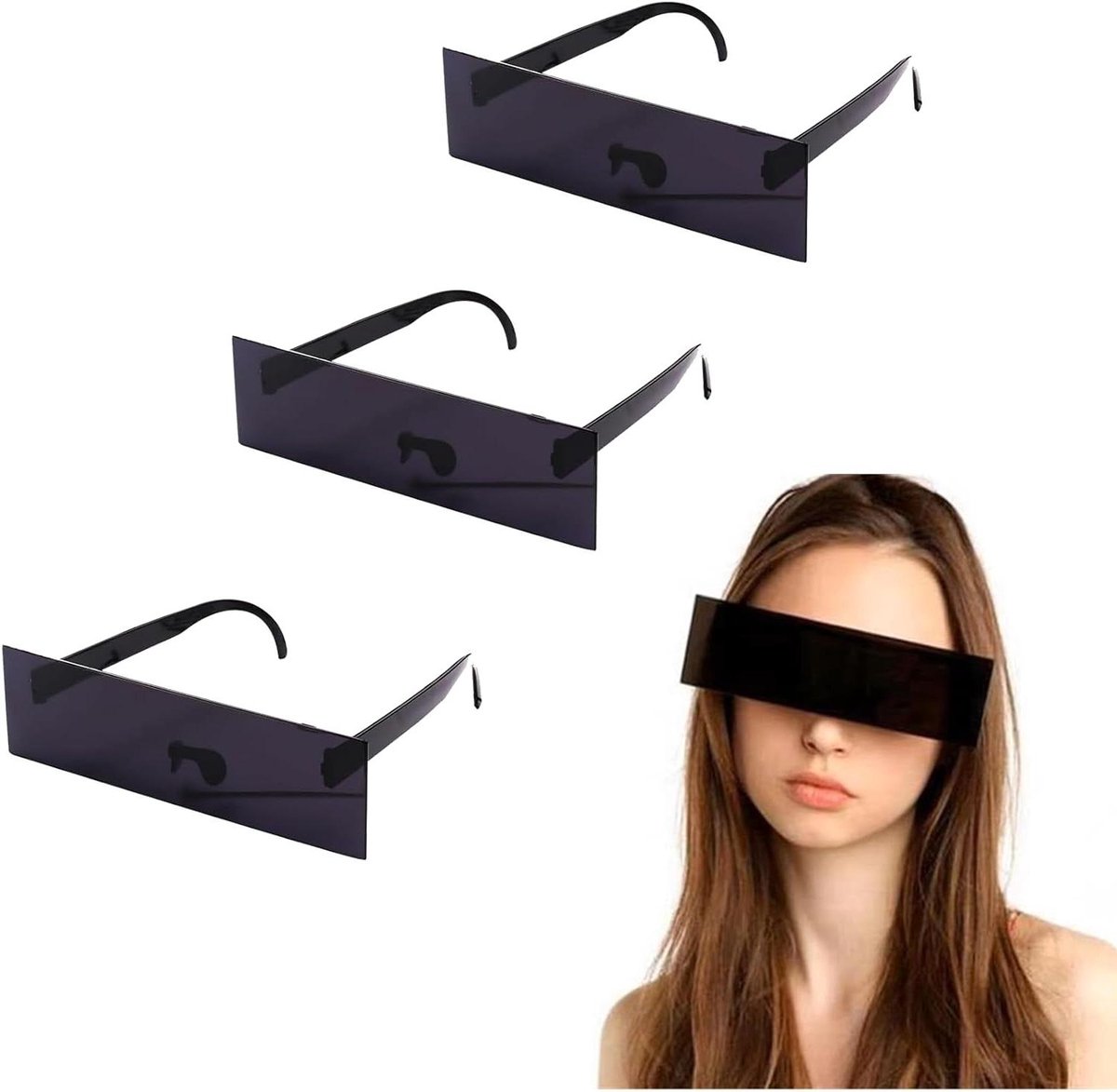 Allecto Plus - Zonnebril met Gepixeleerd Mozaïekpatroon voor Carnaval en Cosplay - Set van 3 stuks