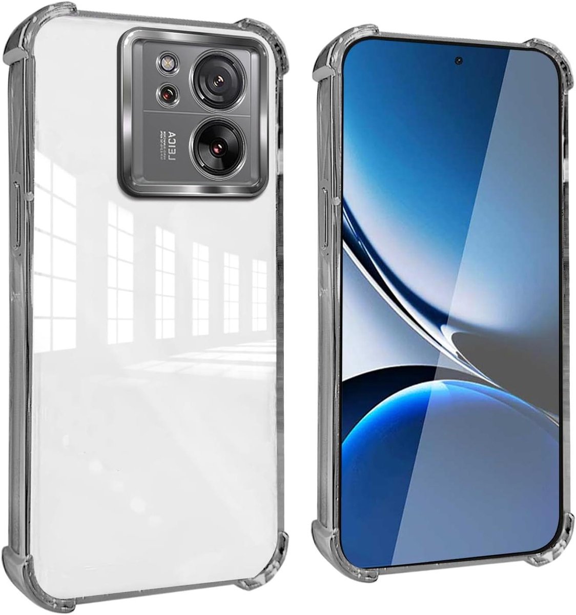Allecto Plus - Beschermhoes voor Xiaomi 13T / 13T Pro - Slanke TPU Hoes met Versterkte Hoeken en Schokbestendig Ontwerp - Transparant - Zilver