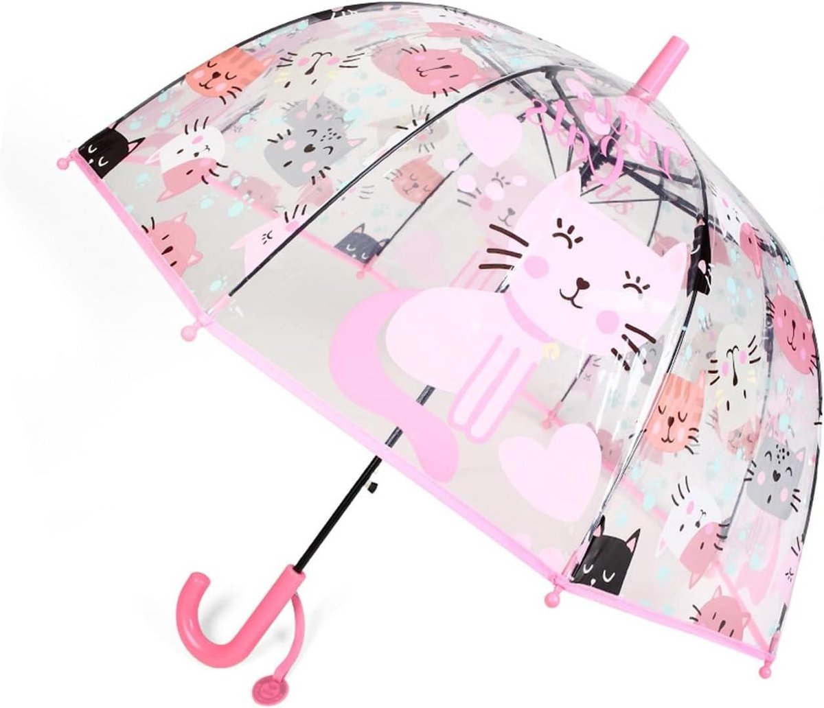 Transparante kinderparaplu met cartoonpatroon, automatische opening, wind- en waterdicht, 70 cm - jongens en meisjes