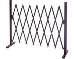MCW-B34, schaarhek klimhulp, uitschuifbaar dierenbeschermingsrooster, bruin aluminium ~ hoogte 103cm, breedte 31-261cm