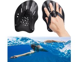 1 paar - Zwempeddels - Siliconen peddels - Watertrainingspeddels - Voor volwassenen en tieners - Zwemaccessoires voor beginners en professionals (zwart)